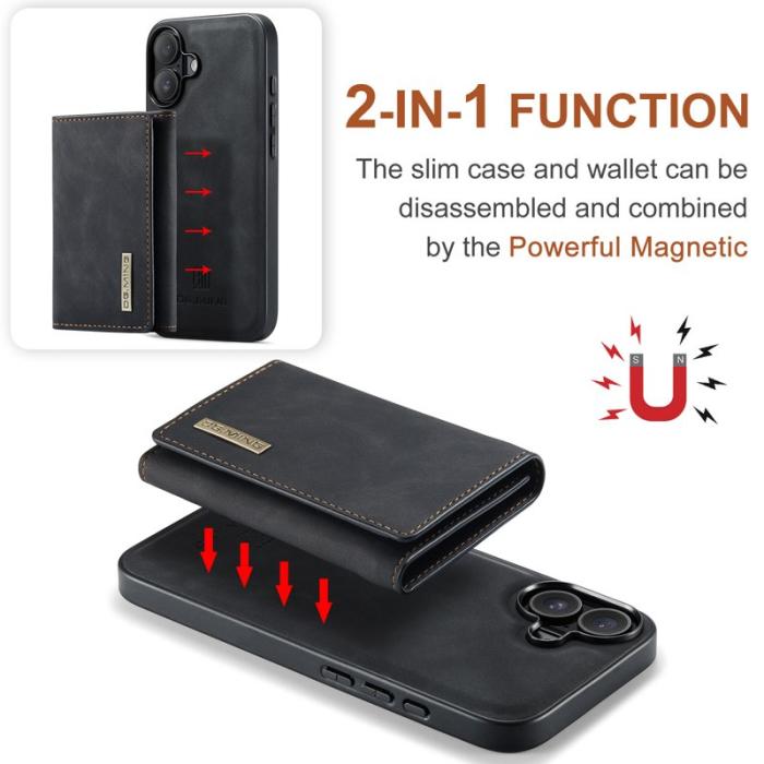 DG.MING - DG.MING M1 Series iPhone 17 Skal med Ställ och Plånbok - Svart