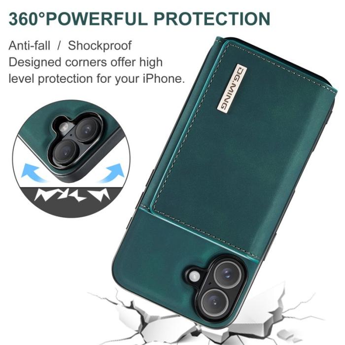 DG.MING - DG.MING M1 Series iPhone 17 Skal med Ställning och Plånbok - Grön