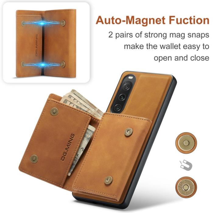 DG.MING - DG.MING M1 Series Kickstand Skal för Sony Xperia 10 V - Brun