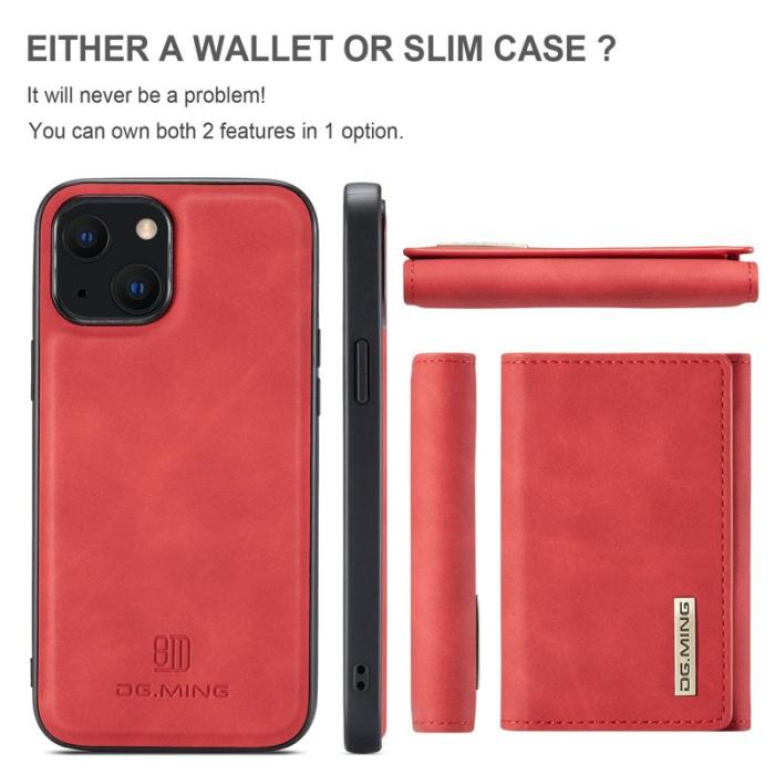 DG.MING - DG.MING M1 Series Magnetiskt Plånboksfodral iPhone 15 Plus Röd