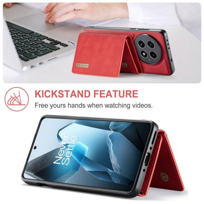 DG.MING - DG.MING M1 Series OnePlus 13 Skal med Ställ och Plånbok - Röd
