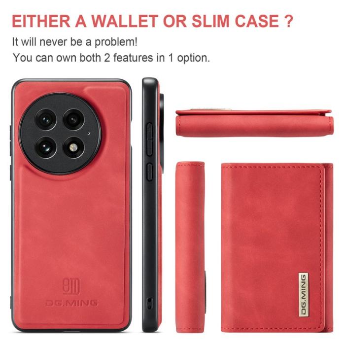DG.MING - DG.MING M1 Series OnePlus 13 Skal med Ställ och Plånbok - Röd