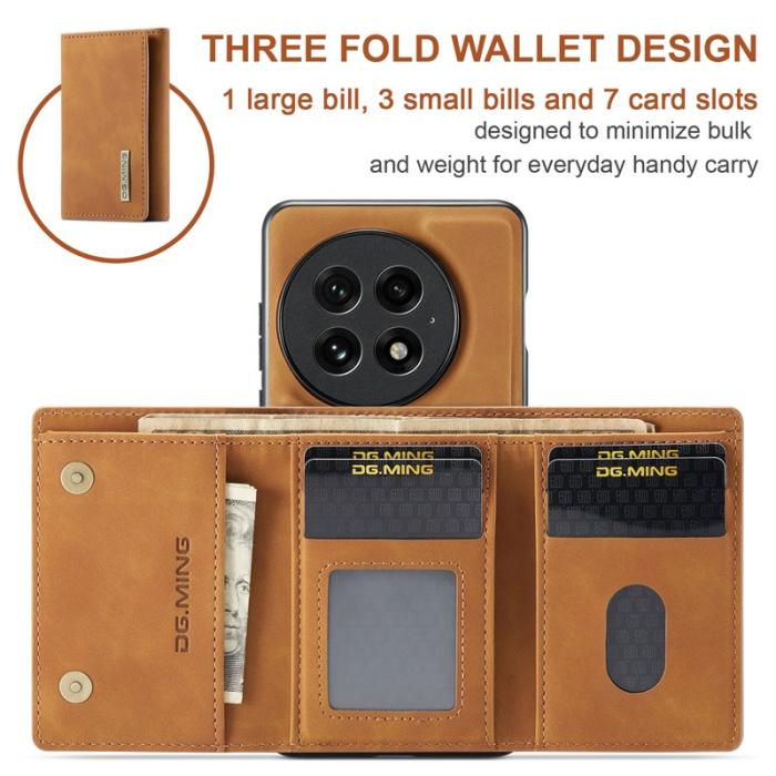 DG.MING - DG.MING M1 Series OnePlus 13 Skal med Ställning och Plånbok - Brun