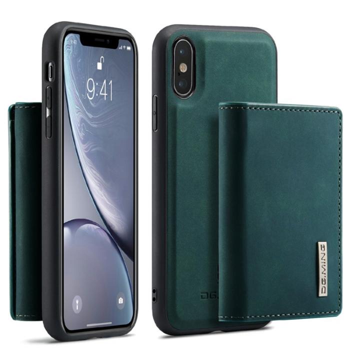 DG.MING - DG.MING M1 Series Skal i läder med kickstand för iPhone X/XS - Grön