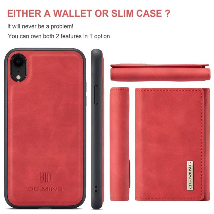 DG.MING - DG.MING M1 Series Skal med Ställ och Magnetficka för iPhone XR - Röd