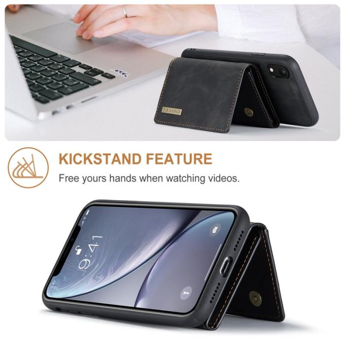 DG.MING - DG.MING M1 Skal Hybrid med Ställ och Magnetficka iPhone XR Svart