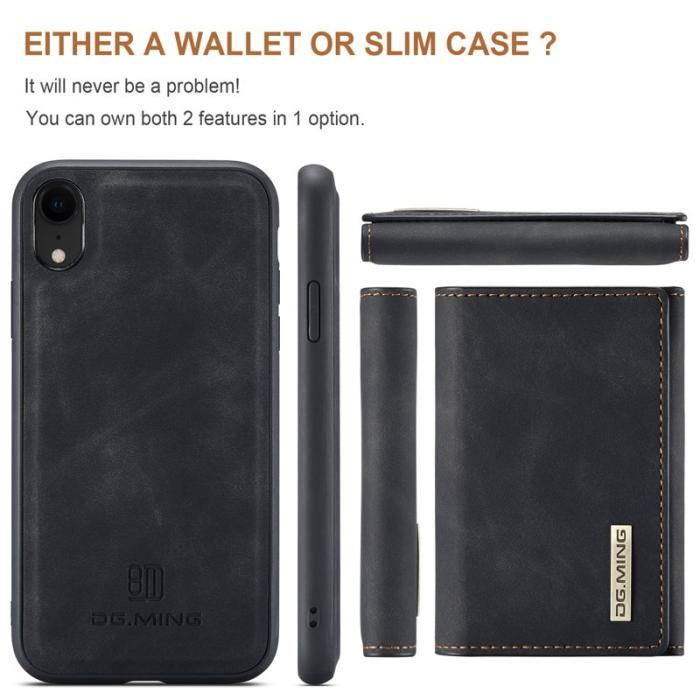 DG.MING - DG.MING M1 Skal Hybrid med Ställ och Magnetficka iPhone XR Svart