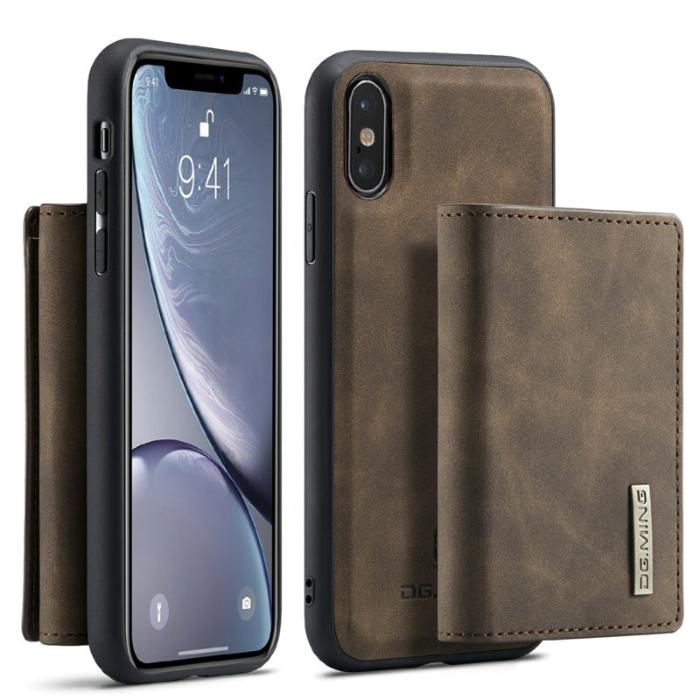 DG.MING - DG.MING M1 Wallet Skal i Läder för iPhone X/XS - Kaffe