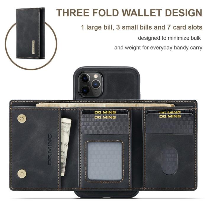 DG.MING - DG.MING M1 Wallet Skal med Kickstand för iPhone 11 Pro - Svart