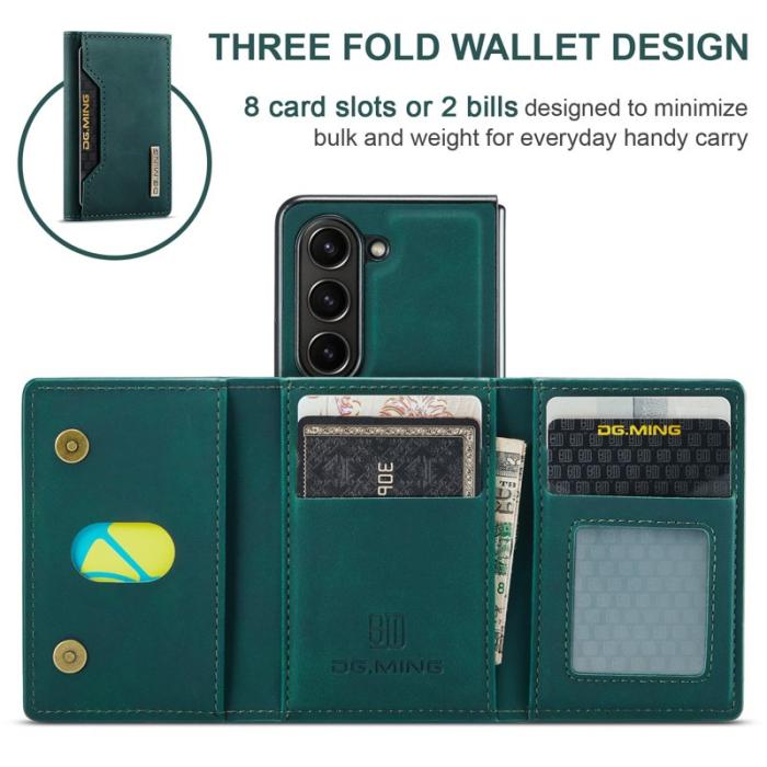 DG.MING - DG.MING M2 Kickstand Wallet Case Samsung Galaxy Z Fold5 Grön