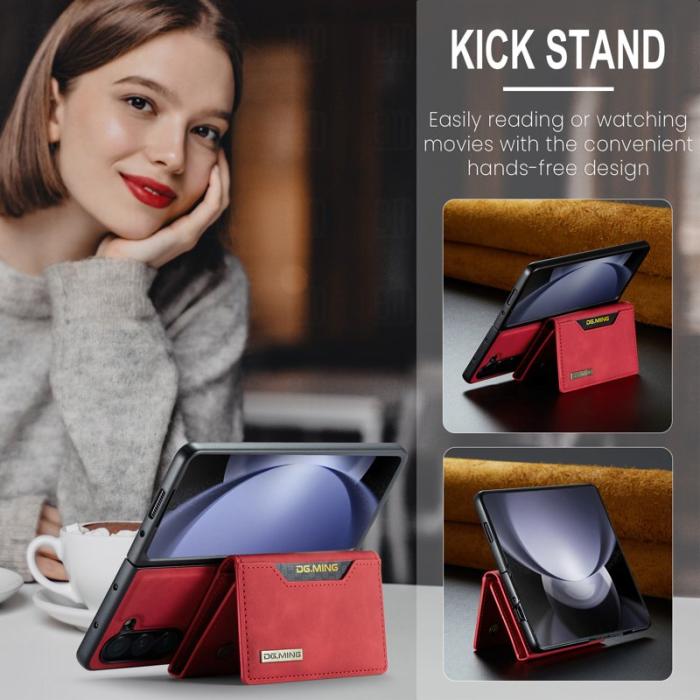 DG.MING - DG.MING M2 Kickstand Wallet Case Samsung Galaxy Z Fold5 Röd