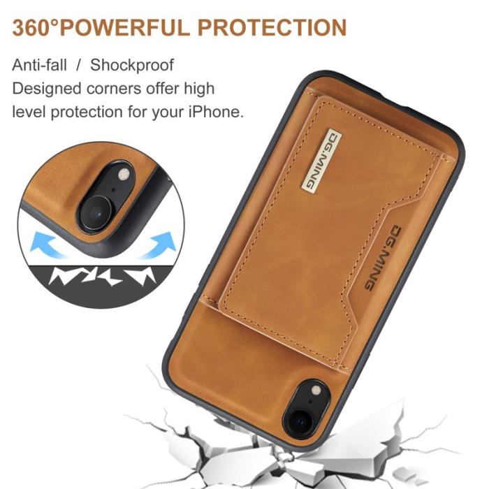 DG.MING - DG.MING M2 Series 2 i 1 Magnetisk Plånboksfodral i Brunt för iPhone XR