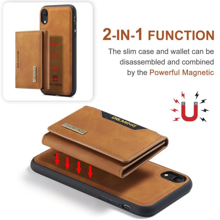 DG.MING - DG.MING M2 Series 2 i 1 Magnetisk Plånboksfodral i Brunt för iPhone XR