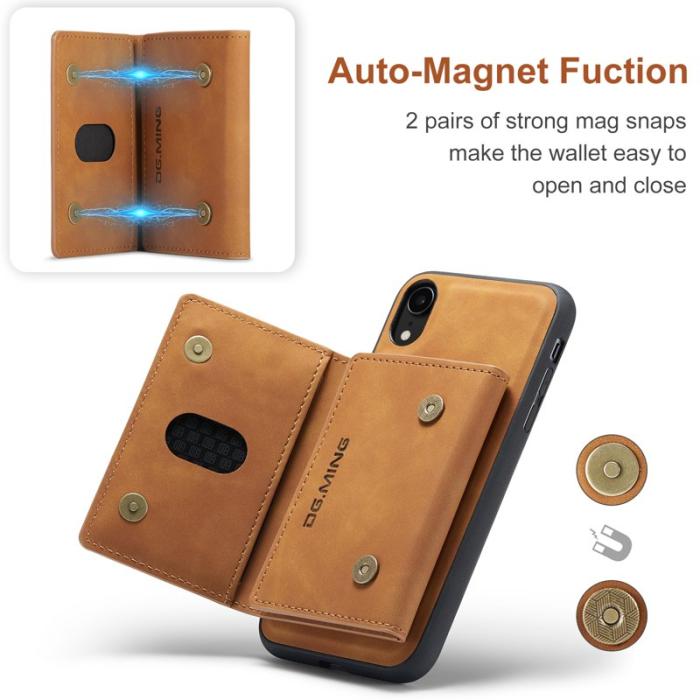 DG.MING - DG.MING M2 Series 2 i 1 Magnetisk Plånboksfodral i Brunt för iPhone XR