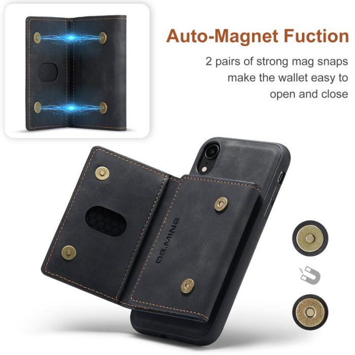 DG.MING - DG.MING M2 Series 2 in 1 Magnetisk Plånboksfodral iPhone XR - Svart