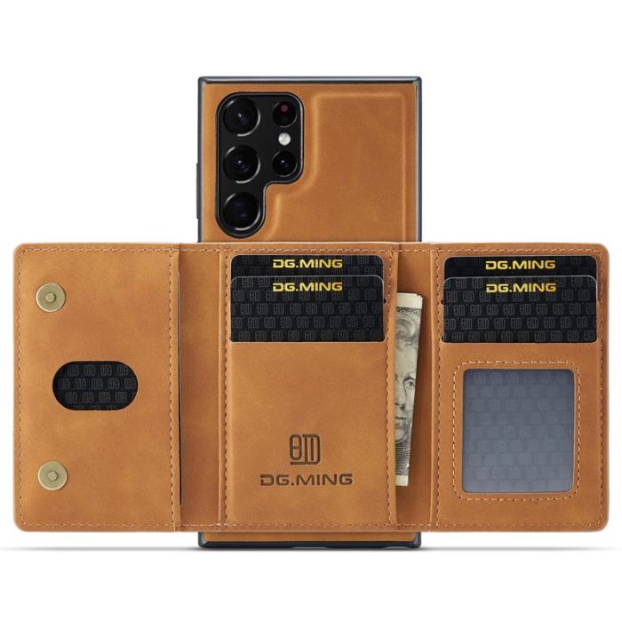 DG.MING - DG.MING M2 Series 2-in-1 Wallet Skal för Samsung Galaxy S22 Ultra - Brun