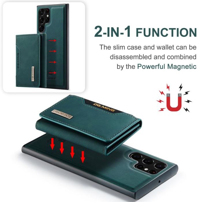DG.MING - DG.MING M2 Series 2-in-1 Wallet Skal för Samsung Galaxy S22 Ultra - Grön