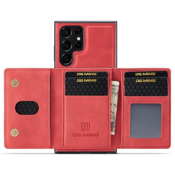 DG.MING - DG.MING M2 Series 2-in-1 Wallet Skal för Samsung Galaxy S22 Ultra - Röd