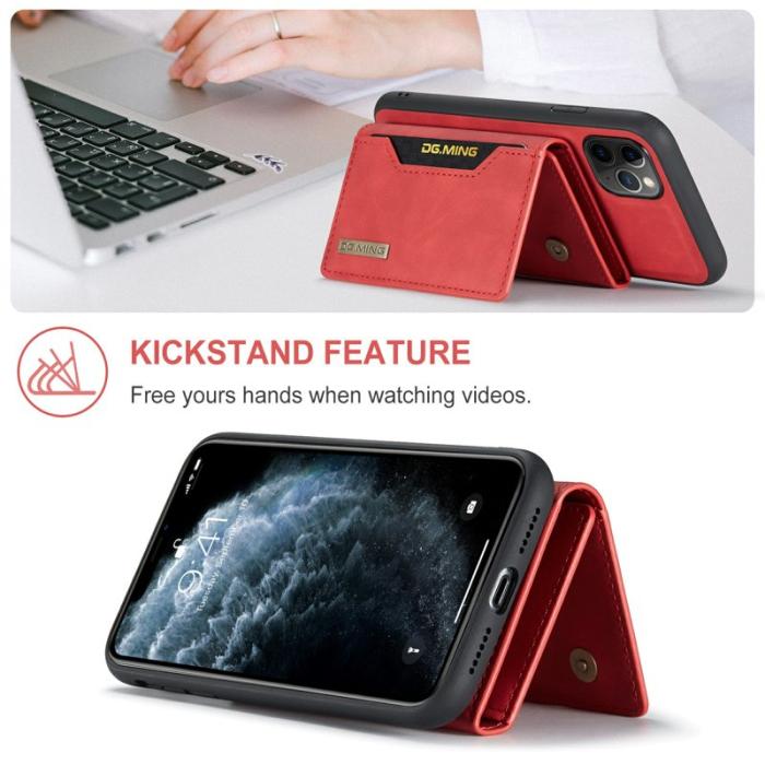 DG.MING - DG.MING M2 Series Anti-Fall Wallet Case för iPhone 11 Pro - Röd