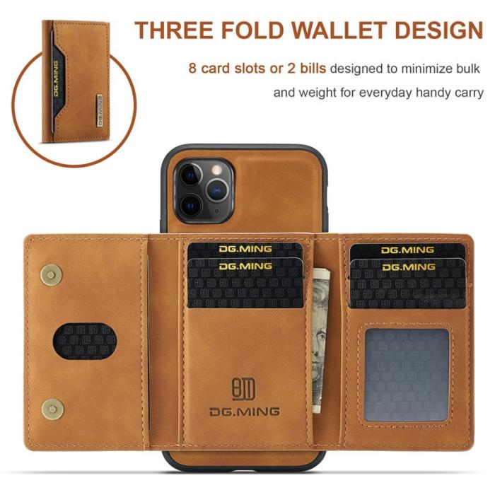 DG.MING - DG.MING M2 Series Anti-Fall Wallet Skal för iPhone 11 Pro - Brun