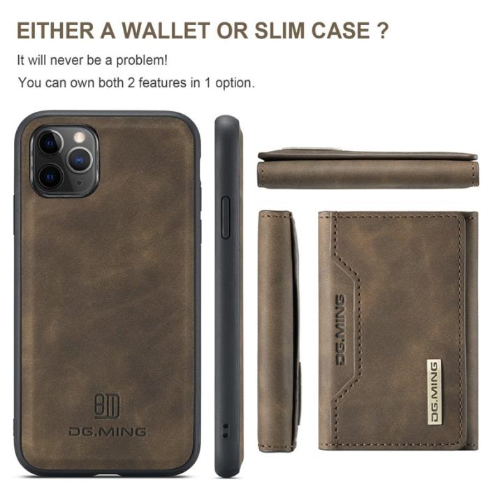 DG.MING - DG.MING M2 Series Anti-Fall Wallet Skal för iPhone 11 Pro - Coffee