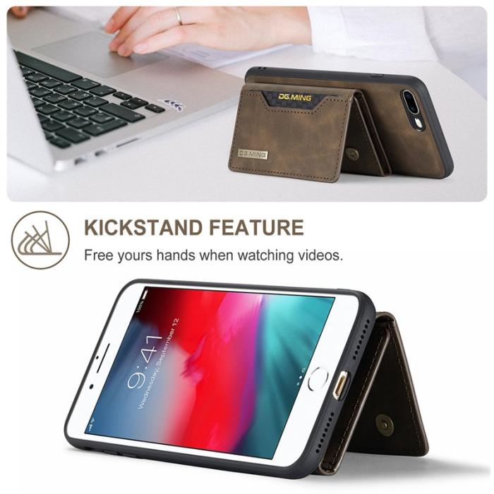 DG.MING - DG.MING M2 Series Fodral i Läder med Ställ för iPhone 7/8 Plus - Kaffe