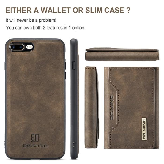 DG.MING - DG.MING M2 Series Fodral i Läder med Ställ för iPhone 7/8 Plus - Kaffe