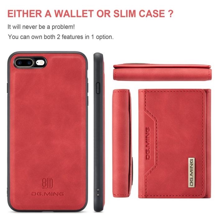 DG.MING - DG.MING M2 Series Fodral i Läder med Ställ för iPhone 7/8 Plus - Röd