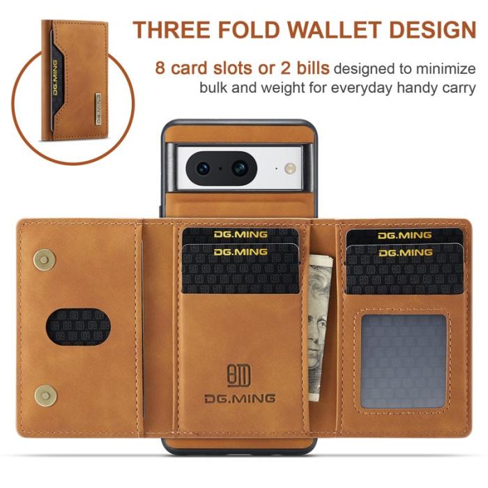 DG.MING - DG.MING M2 Series Google Pixel 8 Fodral Magnetisk Läder Brun