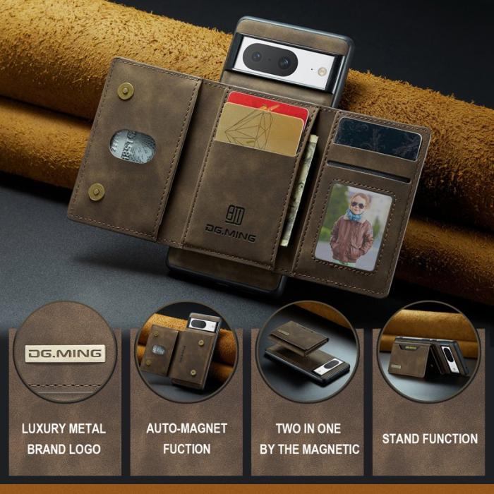 DG.MING - DG.MING M2 Series Google Pixel 8 Fodral Magnetiskt Läder Kaffe