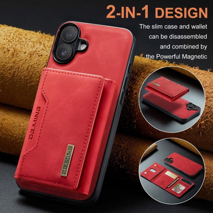 DG.MING - DG.MING M2 Series iPhone 16 Plus Fodral PU+PC+TPU Röd