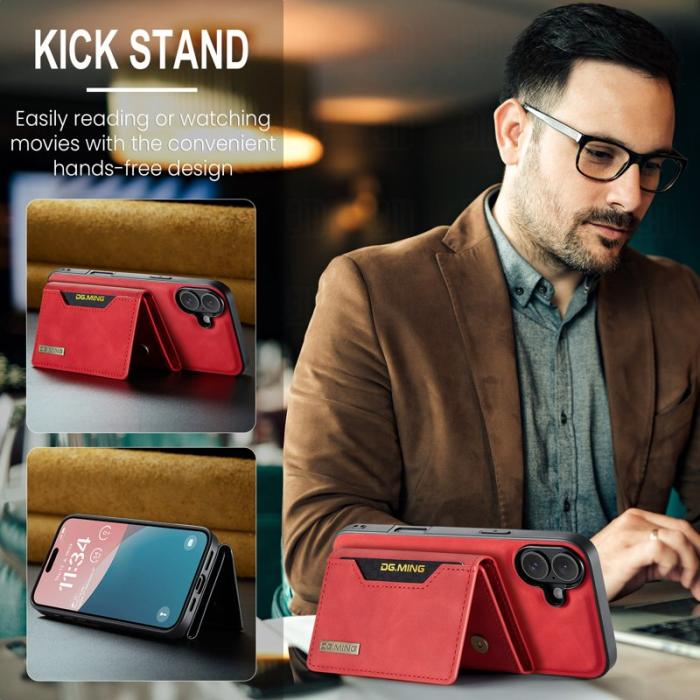 DG.MING - DG.MING M2 Series iPhone 16 Plus Fodral PU+PC+TPU Röd
