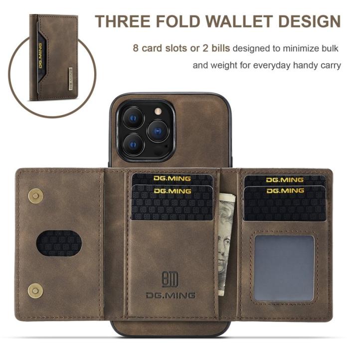 DG.MING - DG.MING M2 Series iPhone 16 Pro Skal Detachable Wallet - Coffee