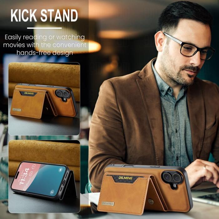 DG.MING - DG.MING M2 Series iPhone 16 Skal PU+PC+TPU Fodral - Brun