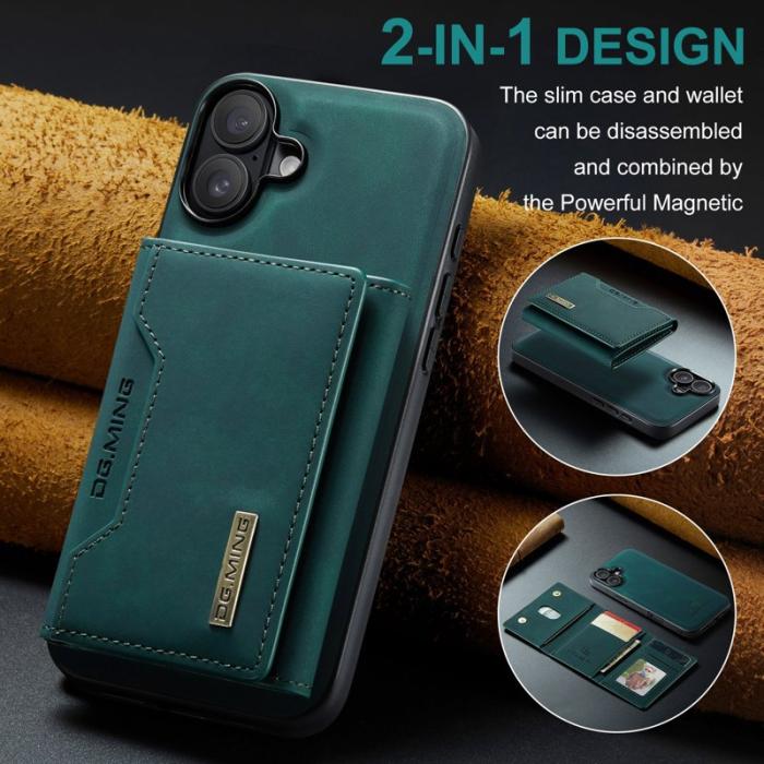 DG.MING - DG.MING M2 Series iPhone 16 Skal PU+PC+TPU Fodral Grön