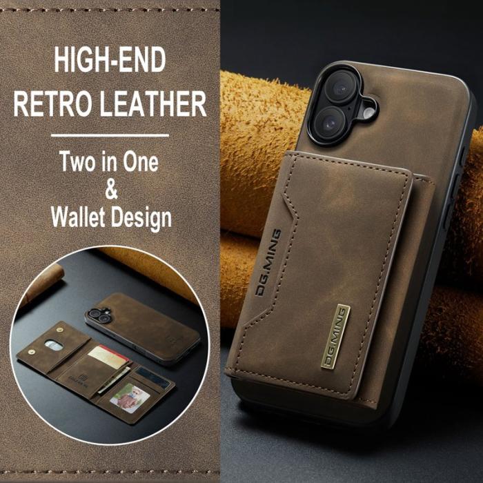 DG.MING - DG.MING M2 Series iPhone 16 Skal PU+PC+TPU Fodral Kaffe