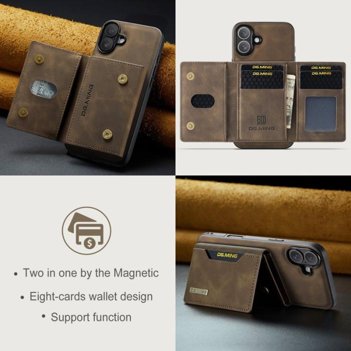 DG.MING - DG.MING M2 Series iPhone 16 Skal PU+PC+TPU Fodral Kaffe