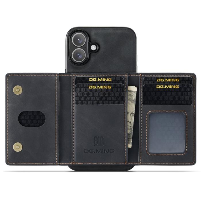 DG.MING - DG.MING M2 Series iPhone 16 Skal PU+PC+TPU Fodral - Svart