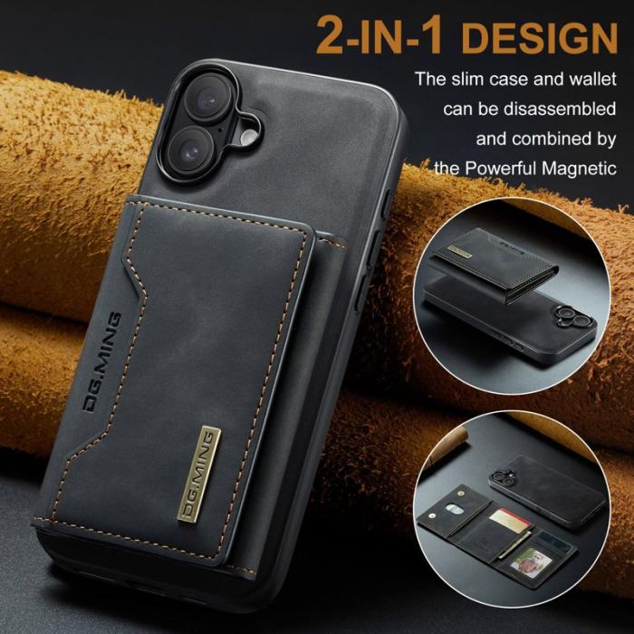 DG.MING - DG.MING M2 Series iPhone 16 Skal PU+PC+TPU Fodral - Svart