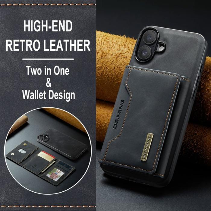 DG.MING - DG.MING M2 Series iPhone 16 Skal PU+PC+TPU Fodral - Svart