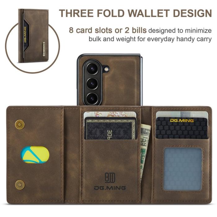DG.MING - DG.MING M2 Series Kickstand Wallet Case Samsung Galaxy Z Fold5 Coffee