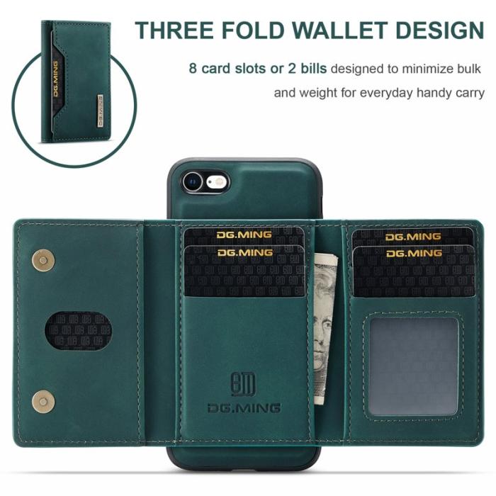 DG.MING - DG.MING M2 Series Magnetisk Plånboksfodral i Grön för iPhone 7/8/SE