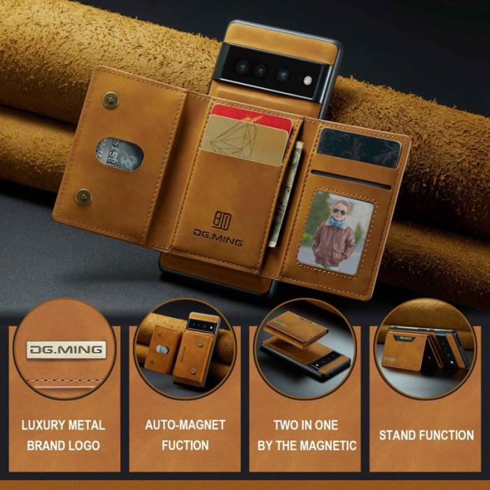 DG.MING - DG.MING M2 Series Magnetiskt Plånboksfodral Google Pixel 7 Pro Brun