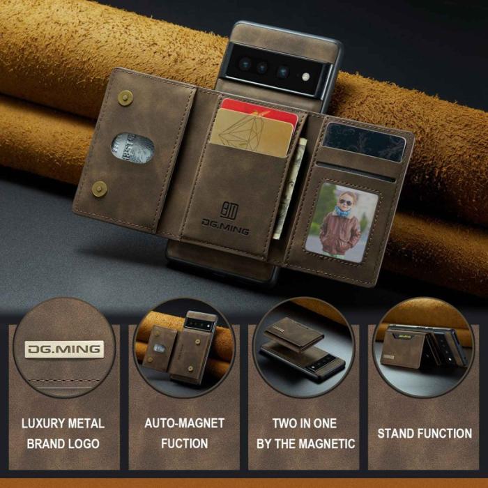 DG.MING - DG.MING M2 Series Magnetiskt Plånboksfodral Google Pixel 7 Pro Kaffe