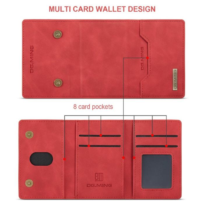 DG.MING - DG.MING M2 Series Magnetiskt Plånboksfodral i Läder Röd för iPhone X/XS