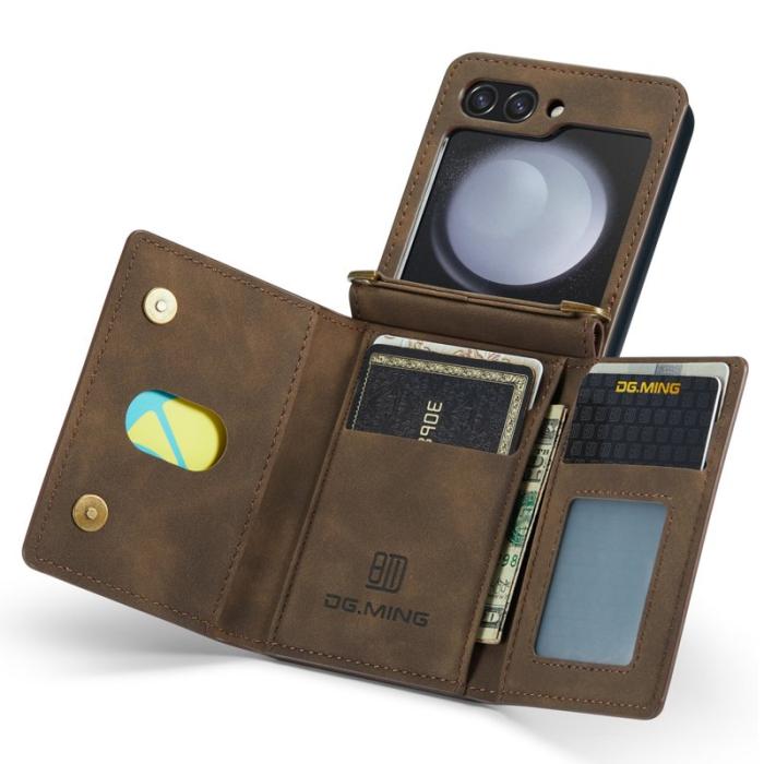 DG.MING - DG.MING M2 Series Samsung Galaxy Z Flip5 Fodral Läder Kaffe
