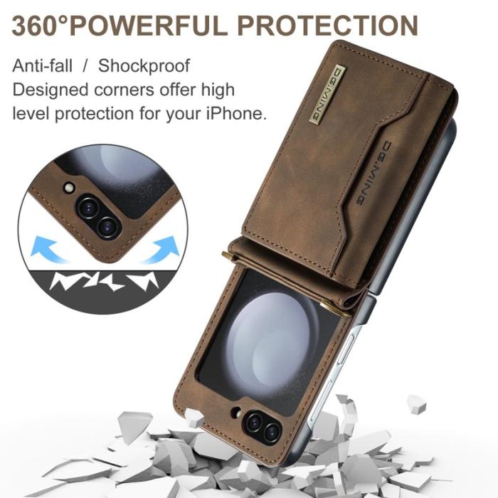 DG.MING - DG.MING M2 Series Samsung Galaxy Z Flip5 Fodral Läder Kaffe
