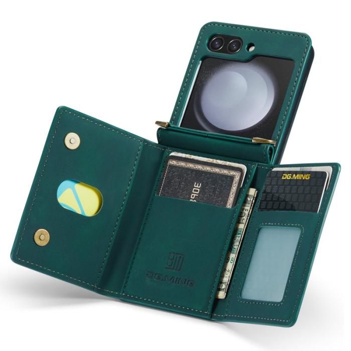 DG.MING - DG.MING M2 Series Samsung Galaxy Z Flip5 Skal Läder Grön