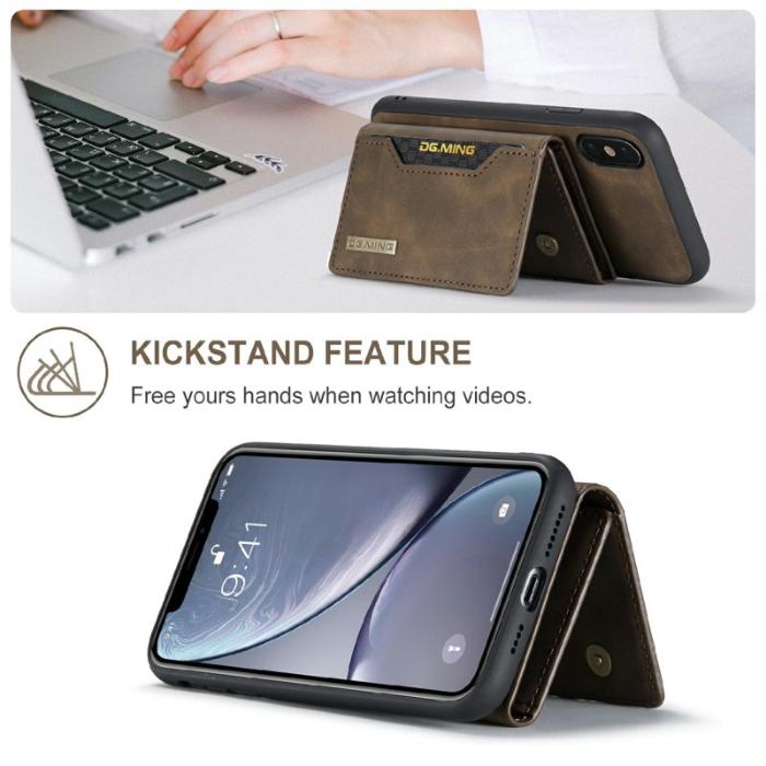 DG.MING - DG.MING M2 Series Skal i läder med kickstand för iPhone X - Coffee