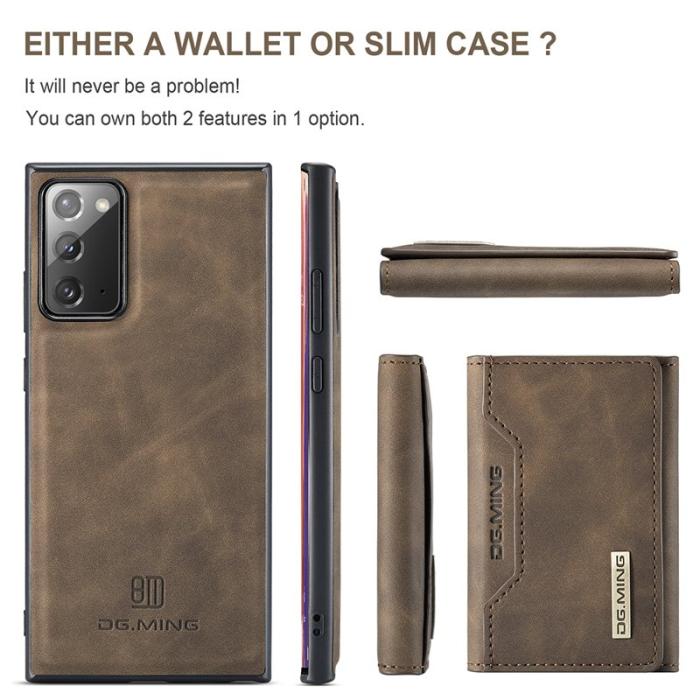 DG.MING - DG.MING M2 Tri-fold Plånbok med Ställ för Samsung Galaxy Note20 - Coffee